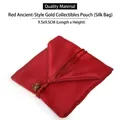 Bolsa de seda roja para joyería con cordón y cuenta de madera, tamaño 9,5x9,5 cm - Rojo De Alta Calidad / 9.5*9.5cm