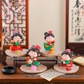 Cute traditional Hanfu girl figurine set of 4 with lotus base for home decor - Lotus Base Lady Set