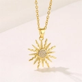 Squisita collana a girasole dorata con zircone scintillante su catena sottile - Sole-Oro