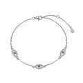S925 sterling silver evil eye bracelet with blue stones and sparkling white zirconias - Three Eyes Style / Silver