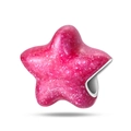 Sternförmiger rosa Marmor-Kristall-Charm mit Silbermetallkante für DIY-Schmuck - Rosarote Sternperle (5988952208328)