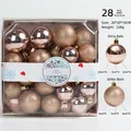 Detail of 28pcs rose gold Christmas ball set in shiny and glitter finishes in clear box - Rose Gold