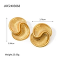 18k gold plated stainless steel teardrop earrings with textured wavy spiral design - Gold Spiral Radial Texture Style (JDE2403068)
