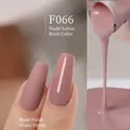 F066 Nude Lotus plant-based nail gel polish showing matte and glossy finish effects - F066 Nude Lotus
