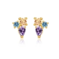 Elegant S925 sterling silver studs with colorful pear-cut champagne purple gemstones - Purple (18k Gold Base)