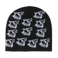 Berretto invernale in maglia con motivo jacquard lupo astratto bianco e nero per esterno - M (56-58cm) / Nero