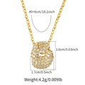 Detail showing dimensions and 18.1 inch chain length for the gold-plated zircon necklace - Letter G Style (KN0422-G)