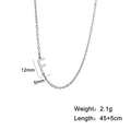 Minimalist silver stainless steel necklace featuring letter F pendant with dimensions and weight - Letter F