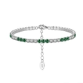 S925 sterling silver tennis bracelet with alternating green and clear zircon stones - Machine-made Tennis Chain 3mm Green Zirconium Electroplated White Gold Approx. 5.3g.