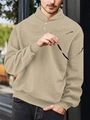 Détail de la maille gaufrée sur ce sweat polo beige pour homme avec col boutonné - S / Kaki