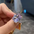 Elegant radiant cut gemstone ring with three-stone design on golden band - TJZ1037-Radiant Cut Gold Color