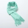 Soft mint green cashmere-like scarf for women with fine tassels and twill weave texture - Bean Green
