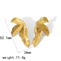 Detailansicht der 18k Gold Blumenohrringe mit Maßen von 52,1 mm Länge und 28 mm Breite - Große goldene Blatt-Ohrringe (TE6568)