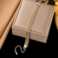 Three-tone stainless steel triple strand rope chain bracelet in gold, silver and rose gold - Triple Rope Chain Tricolor