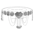 Detalle de cadena étnica para cintura con medidas, mariposa calada y borlas largas - Estilo Borla Moneda Corazón / Plateado
