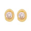 Gold-plated irregular oval earrings with transparent gemstone on white background - Irregular Frosted Earrings (4#)