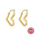 Goldene Herzohrringe aus S925 Sterlingsilber mit Nieten und Diamanten im Punk-Stil - Gold Einfaches Herz