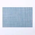 Light blue rectangular woven PVC placemat with a minimalist cross-weave texture design - Blue