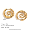 Minimalist 18K gold-plated stainless steel spiral snail earrings with 26.8mm diameter - Spiral Snail Earrings - Gold