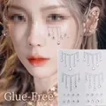 Self-adhesive silver rhinestone facial stickers with tassel design and loose beads - Star Tears Rhinestones