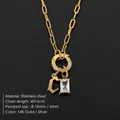 14K goud vergulde roestvrijstalen ketting met letter C hanger en kristallen hanger - Letter C / Goud