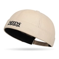 Beige docker hat with NEEDS embroidery and adjustable strap in high-quality canvas - Beige