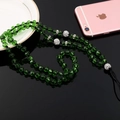 Lanière en perles de cristal vert fait main pour coque de téléphone avec détails argentés - Vert