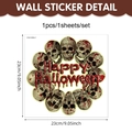 Halloween Leuchtsticker mit Totenkopf und Happy Halloween Text Wanddeko 23x23cm - Totenkopf Ring Leuchtsticker (CT24Y12000C_T)