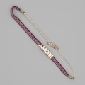 Detail of red woven Amore bracelet with diamond accents and boho geometric patterns - Red Blue White Geometric-AMORE Charm