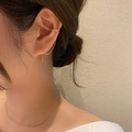 Elegant gold multi-layer pearl ear cuff set with fine chain necklace and sparkling stones - EH0881 Silver Ear Clips Pair