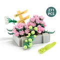 Pink succulent building block set with gray rectangular pot and 271 pieces - Style 097A 271 Pieces