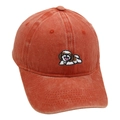 Vintage washed red cotton baseball cap featuring cute dog embroidery for men and women - M (56-58cm) / Orange