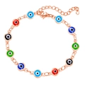 Roségoldenes Evil Eye Armband mit bunten runden Anhängern und sicherem Karabinerverschluss - Roségold Farbiges Auge