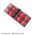 10-pack of 8cm red Christmas balls in matte, mirror, and glitter finishes in a gift box - Transparent Box Packaging / 10 Pieces/Pack (Diameter 8cm) / Red