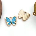 Blue enamel butterfly charm with gold plating for DIY jewelry making accessories - Butterfly Shape (11960)