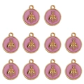 Set di dieci ciondoli a forma di ape dorata con smalto rosa per gioielli fai da te - Rosa