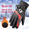 Men's winter thermal gloves in black waterproof fabric with red trim and fleece lining - One Size / US Red