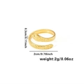 Minimalist 18k gold plated stainless steel snake ring with engraved scales - Adjustable Open / Snake Scale Texture Open Ring (TYGR0219) / Gold