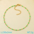 Golden stainless steel anklet with green resin beads, O-chain design, 230mm length - Gold Chain Green Beads (KJ1733-Z)
