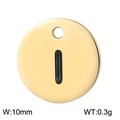Golden round titanium steel pendant with black stripe inlay, 10mm jewelry accessory - Letter I Gold (KLJ1386-Z)