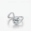 S925 sterling silver asymmetrical ring with oval-shaped sparkling stone on white background - US Size 5 / 925 Sterling Silver