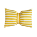 Yellow and white striped velvet bow throw pillow with textured fabric finish - Yellow Stripes