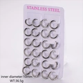Set of 12 pairs silver stainless steel round hoop earrings 10mm inner diameter - 2.5mm Wire 10mm Inner Diameter / Steel