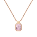 Elegant rose gold necklace featuring a rectangular pink gemstone pendant with step-cut facets - Rose Gold Pink Rhinestone (DY190885-S-R-PK)
