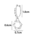 Silver ear cuff with zircon geometric hexagon charm and dimensions 1.0cm by 0.6cm - Hexagon Geometric Style (2625-11#) / Silver