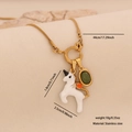 Collana in acciaio inossidabile dorato con unicorno bianco e ciondolo gemma verde - Unicorno