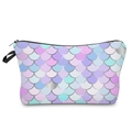 Macro detail of iridescent mermaid scale makeup bag with colorful shimmer and zipper - Pearl Iridescent-52234