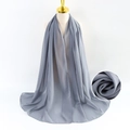 Elegant solid grey pearl chiffon wrap scarf for women with soft bubble texture - Gray
