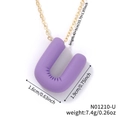 Balloon letter U necklace pendant in purple finish with adjustable golden chain - Letter U (N01210-U)
