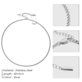 Collana a catena cubana in acciaio inossidabile argento 4mm con chiusura a moschettone - 4mm / Color Acciaio / 40+5cm